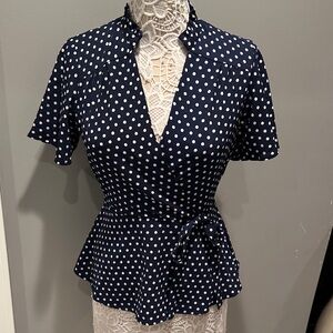 Brand new Monteau Los Angeles Navy Polka Dot Top